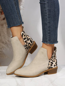 Leopard Pattern Chunky Heeled Booties