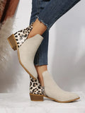 Leopard Pattern Chunky Heeled Booties