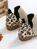 Leopard Pattern Chunky Heeled Booties