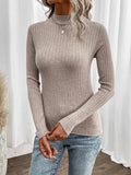 Mock Neck Ribbed Knit Sweater