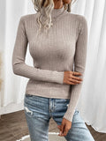 Mock Neck Ribbed Knit Sweater