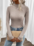 Mock Neck Ribbed Knit Sweater