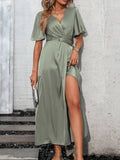 Butterfly Sleeve Wrap Hem Dress