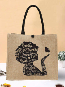 Casual Linen Tote Bag with Print 3