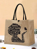 Casual Linen Tote Bag with Print 3