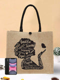 Casual Linen Tote Bag with Print 3