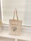 Flower Print Large Capacity Linen Bag