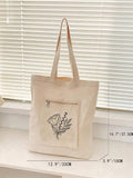 Flower Print Large Capacity Linen Bag