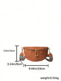 Brown Pressed Floral Pu Crossbody Bag