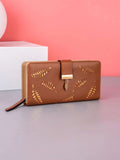 Brown Leaf Pattern Hot Stamping Pu Clutch Wallet