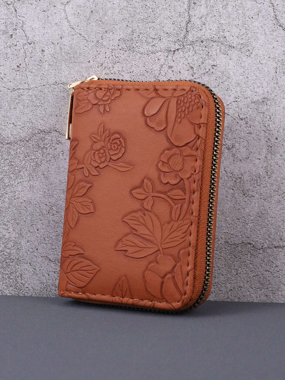 Single Zipper Flower Printed Wallet