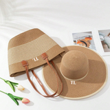 Matching Straw Hat and Bag - Beige