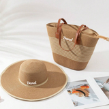 Matching Straw Hat and Bag - Beige