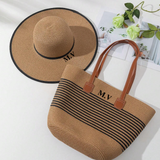 Matching Straw Hat and Bag - Black