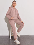 Drawstring Drop Shoulder Thermal Lined Hoodie & Sweatpants