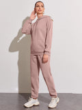 Drawstring Drop Shoulder Thermal Lined Hoodie & Sweatpants