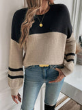 Color Block Drop Shoulder Sweater