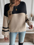 Color Block Drop Shoulder Sweater