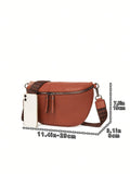 Woven Strap Chest Bag With Wide Shoulder Strap - Brown