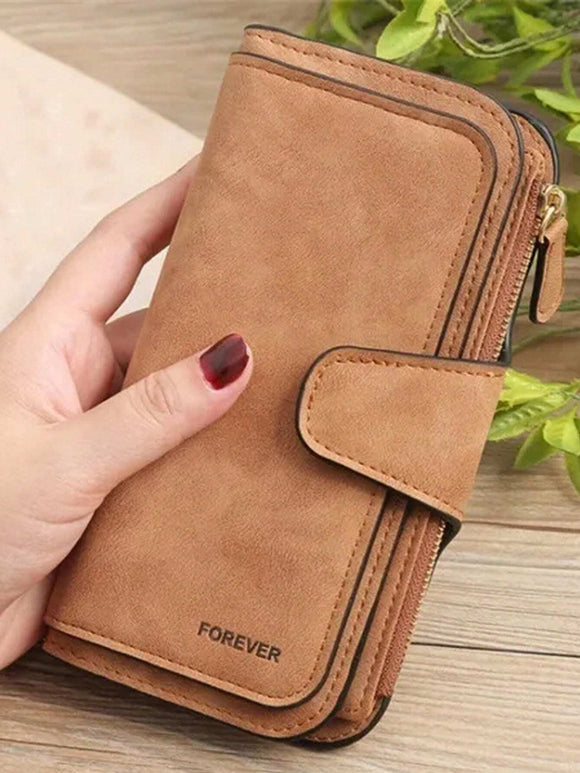 Leather Wallet Retro Matte Zipper