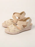 Embroidered Criss Cross Espadrille Sandals