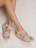 Embroidered Criss Cross Espadrille Sandals