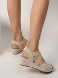 Embroidered Criss Cross Espadrille Sandals