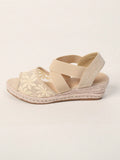 Embroidered Criss Cross Espadrille Sandals