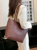 Texture & All-Match Solid Color Tote Bag