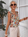 Frenchy Ruffle Armhole Floral Print Top