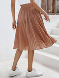 Peach Solid Pleated Skirt