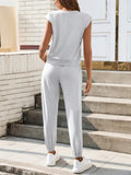 Grey Short Sleeve Round Neck T-Shirt And Casual Pants