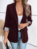 Turn-Down Collar Single Button Casual Blazer Jacket