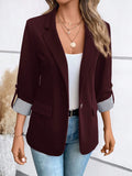 Turn-Down Collar Single Button Casual Blazer Jacket