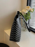 Black Printed Tote Bag With