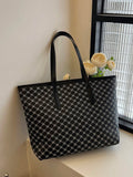 Black Printed Tote Bag With