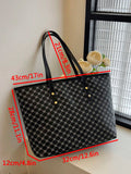 Black Printed Tote Bag With