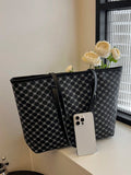 Black Printed Tote Bag With