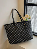 Black Printed Tote Bag With