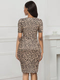 Allover Leopard Print Knot Side Wrap Dress