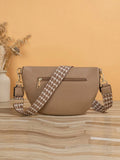 Woven Strap Chest Bag With Wide Shoulder Strap - khaki