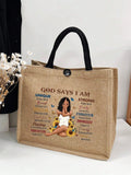 Casual Linen Tote Bag with Print 4