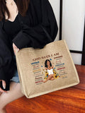 Casual Linen Tote Bag with Print 4