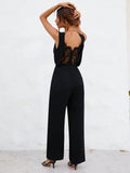 Lace Backless Wide Leg Jumpsuit