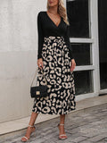 Leopard Print Surplice Neck Wrap Hem Dress