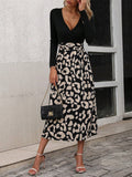 Leopard Print Surplice Neck Wrap Hem Dress