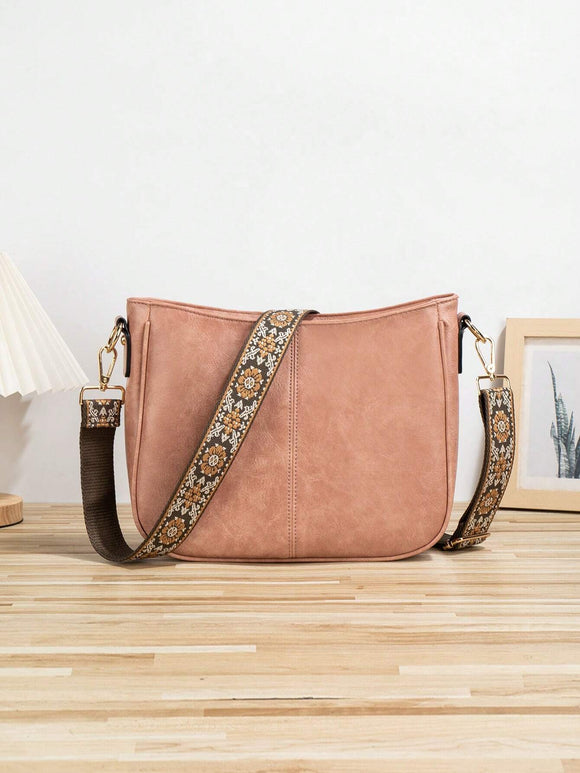 Pink Strap Crossbody Vegan Leather Bag (Copy)