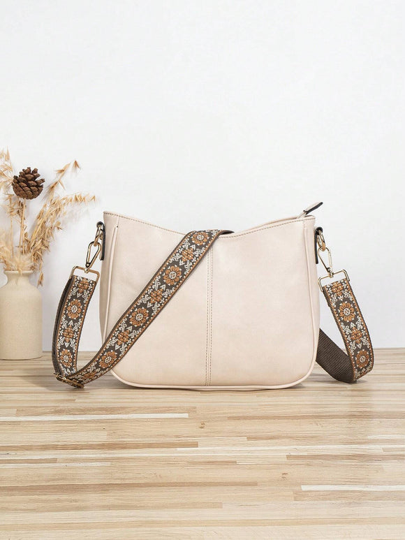 Cream Strap Crossbody Vegan Leather Bag (Copy) (Copy)