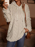 Solid Drawstring Hooded Teddy Sweatshirt