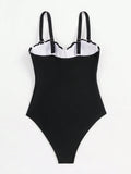 Chicsea Contrast Tape One Piece Swimsuit